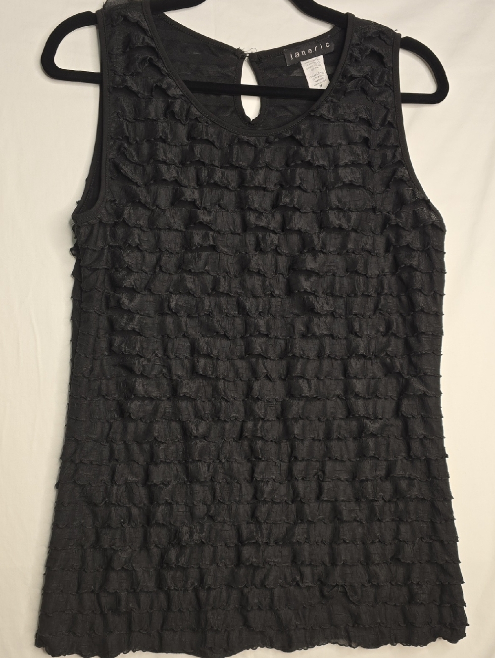 Janeric Black Tiered Ruffle Sleeveless Tunic
